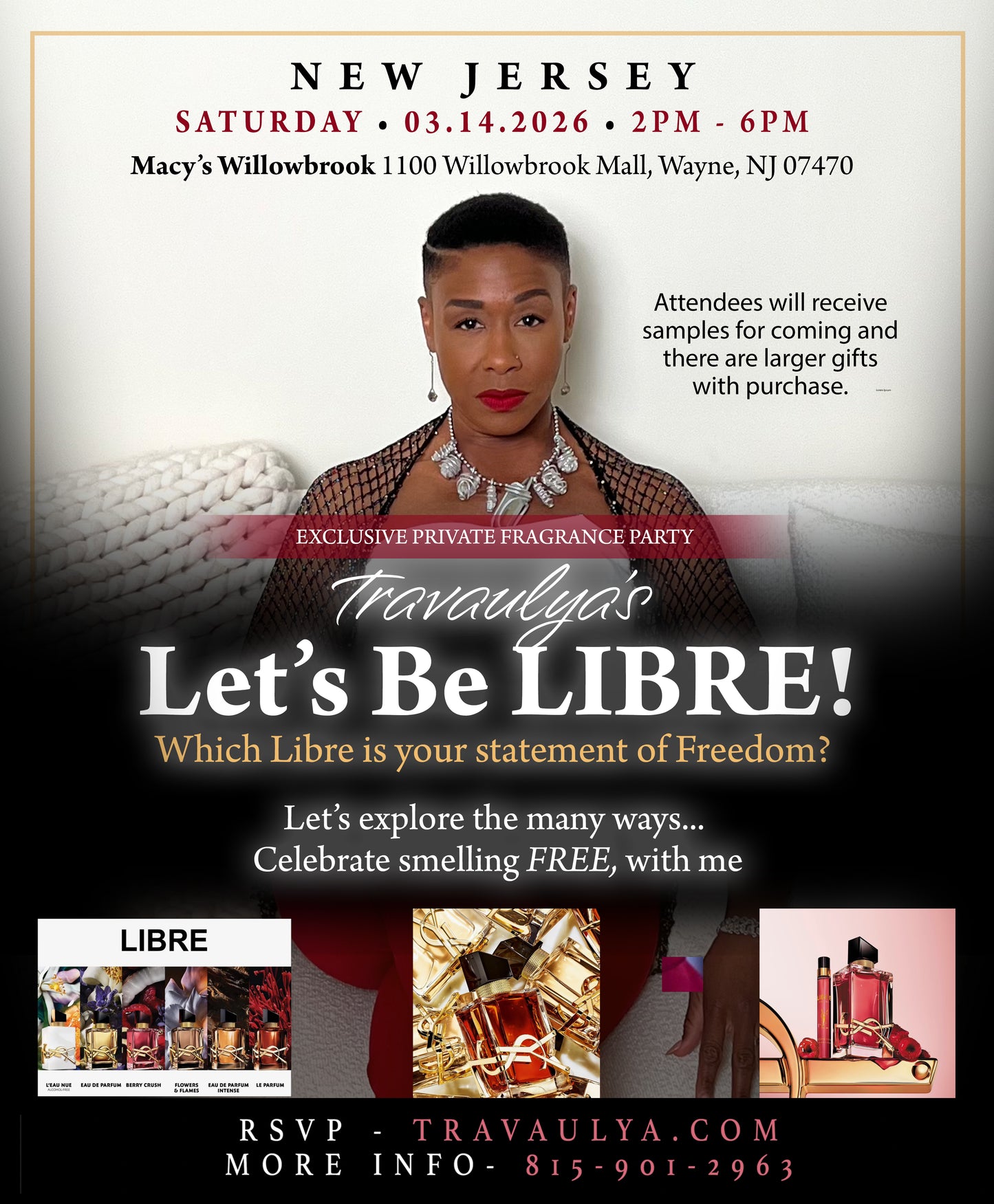 RSVP - VIRGINIA - Travaulya's Let's Be LIBRE Event @ Macy's Willowbrook - Sat. 03/14/2026 - 2PM - 6PM