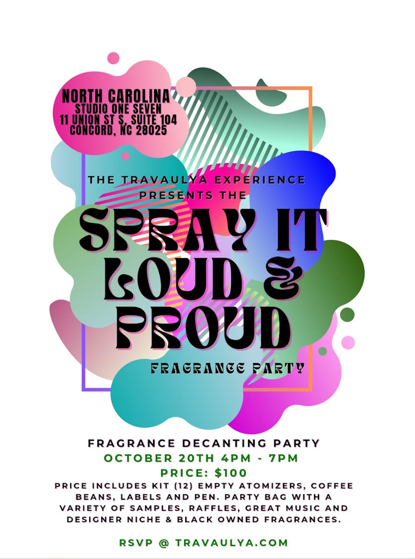 RSVP - NC - Spray it Loud and Proud - Fragrance Decanting Party 10/20/2024 - 4PM - 7PM